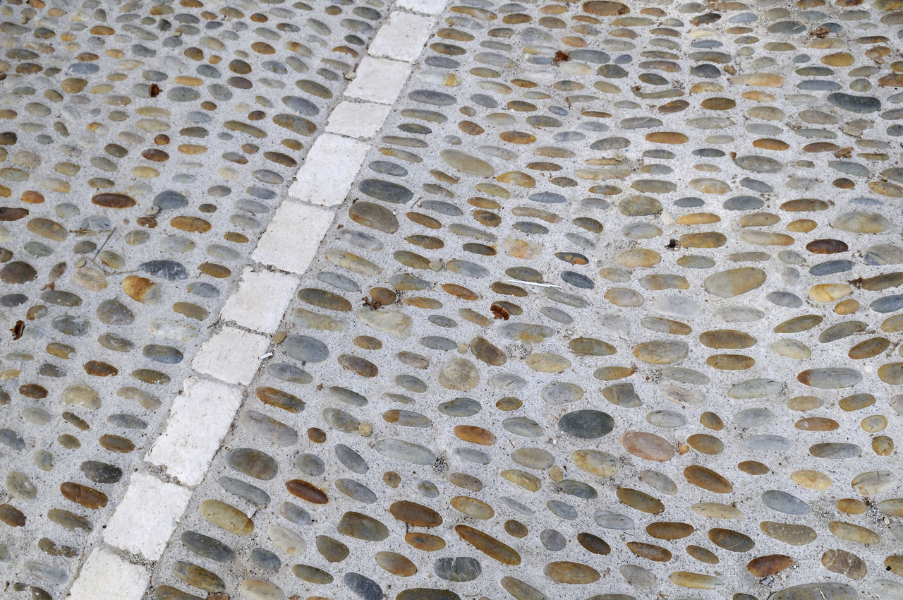 HIGH ANGLE VIEW OF PATTERN ON TILED FLOOR