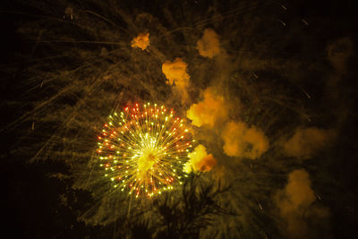 Firework display at night