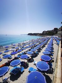 Scenic view of beach against clear sky