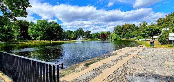 Scenic view of lake against sky