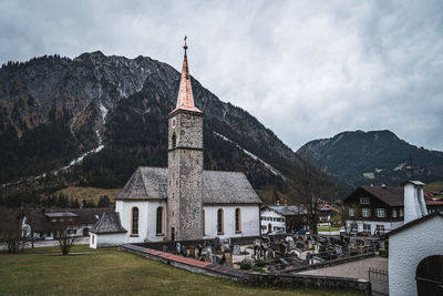 Low angle view of church against sky in hinterstein