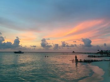 Scenic view of sea against sky during sunset