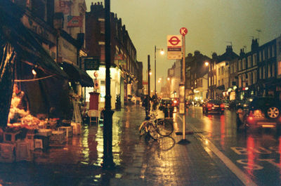 View of city street at night