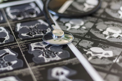 Close-up of stethoscope on x-ray