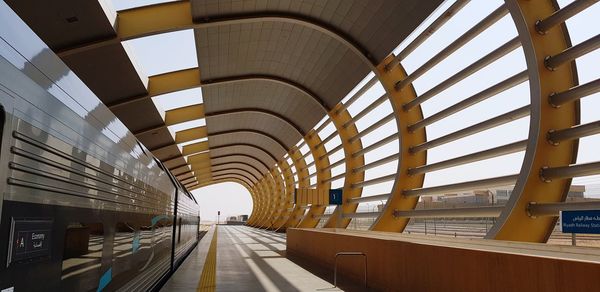 View of empty railroad station platform