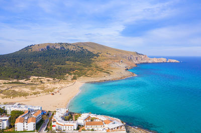 High angle view of beach against sky