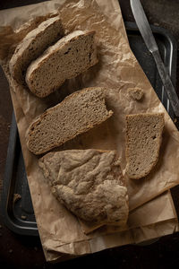 High angle view of bread in plate