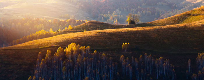 Scenic view of field against mountains