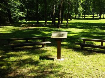 Empty bench in park