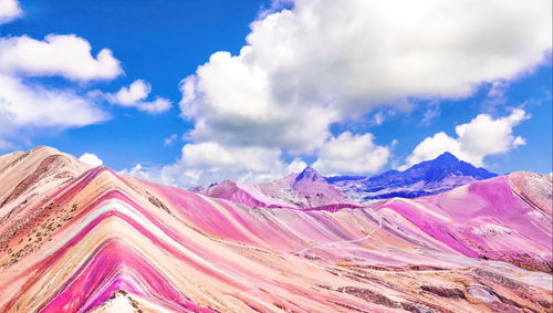 Mount viniknka ,rainbow mountain in the cusco region of peru 