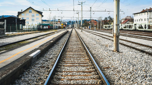 Railroad tracks against sky