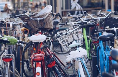 Bicycles in row