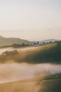 Scenic view of landscape against sky during sunset