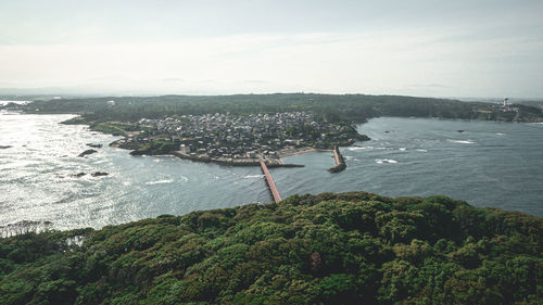 High angle view of sea against sky