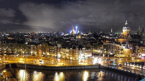 Illuminated city at night