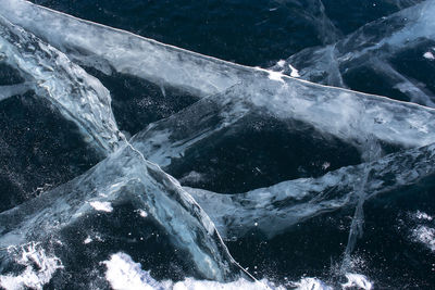 High angle view of frozen sea