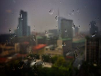 Close-up of water drops on glass