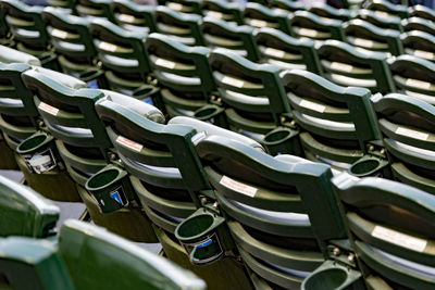 Full frame shot of seats in row at stadium