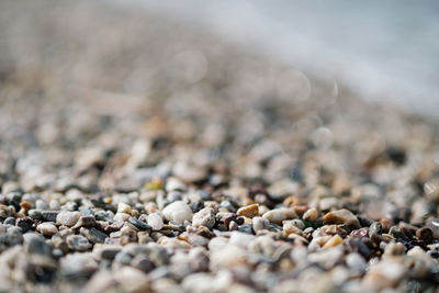 Close-up of stones on beach