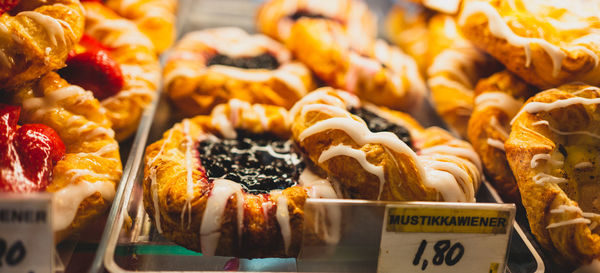 Close-up of pastries for sale