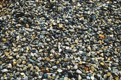 Full frame shot of pebbles on beach