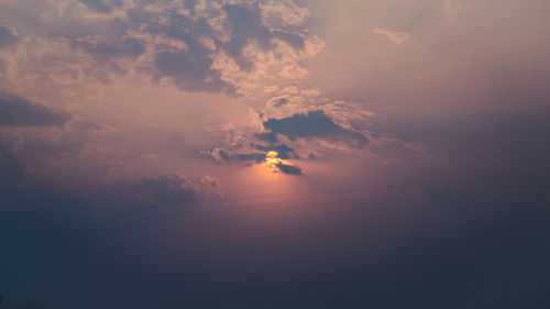 Low angle view of dramatic sky during sunset