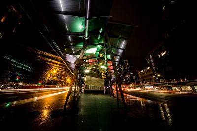 Light trails on road at night