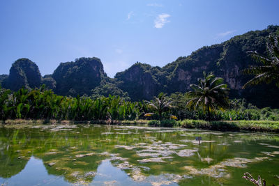 Scenic view of lake against sky