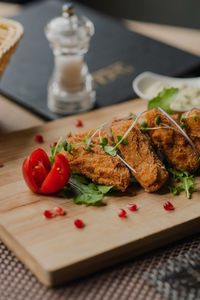 Close-up of food on table