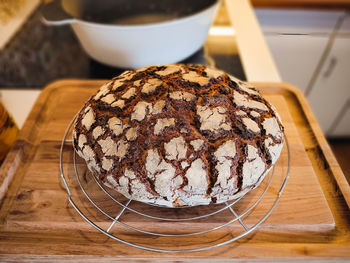 High angle view of cake on table
