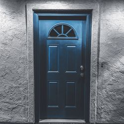 Closed door of building