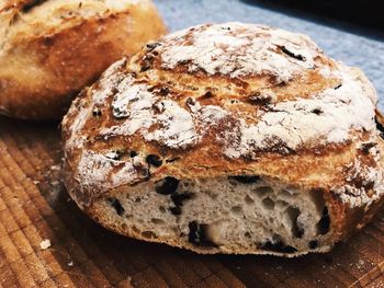 High angle view of bread on table