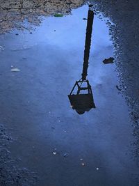 High angle view of puddle on lake