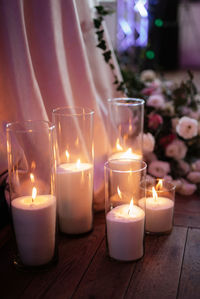 Close-up of illuminated candles