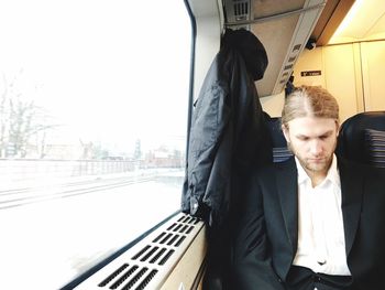 Man traveling in train