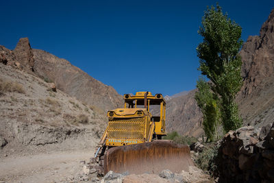 Panoramic view of construction site against clear sky