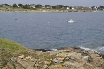 Sailboat on sea shore