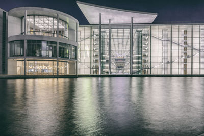 Reflection of building in mirror