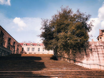 Low angle view of old ruins against sky