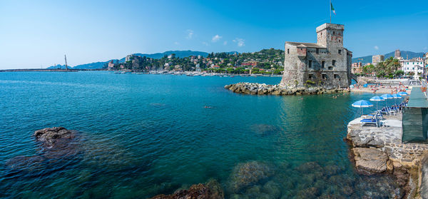 The castle on the sea, built in the xvi century, in the village of rapallo on the italian riviera