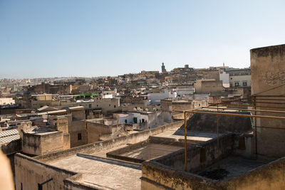 Cityscape against clear sky