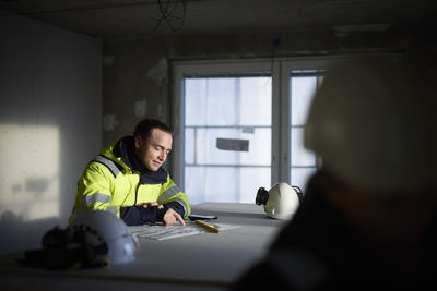 Male engineer at building site