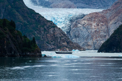 Scenic view of sea and mountains