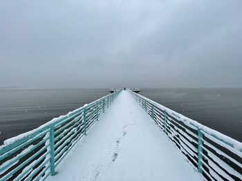 Scenic view of sea against sky during winter