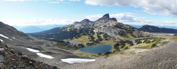 Scenic view of mountains against sky