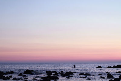 Beautiful view of seascape against clear sky