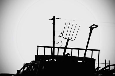 Low angle view of silhouette built structure against sky