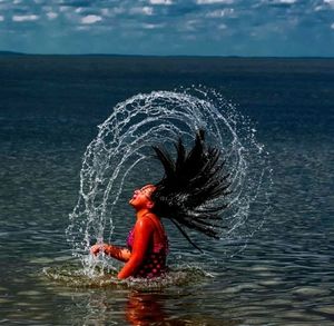 View of people in water