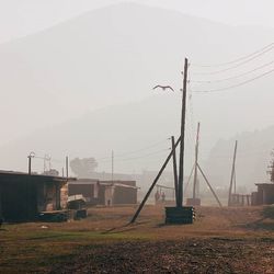 View of fog over mountains