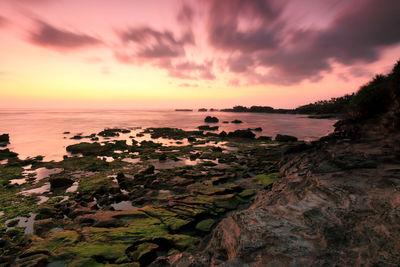 Scenic view of sea against sky during sunset